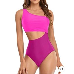 Yonique | Asymmetric One Shoulder Cutout One Piece, Size L, NWT